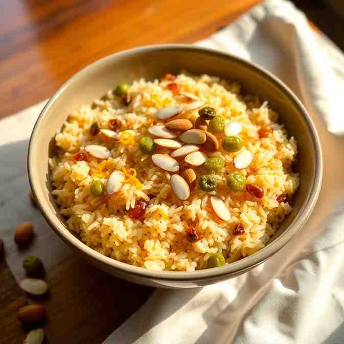 Haft Mewa Pulao Recipe Sweet Rice with Sliced Almonds